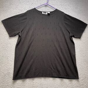 Maggie Barnes Shirt Womens 2X Black Sparkley Top Short Sleeve